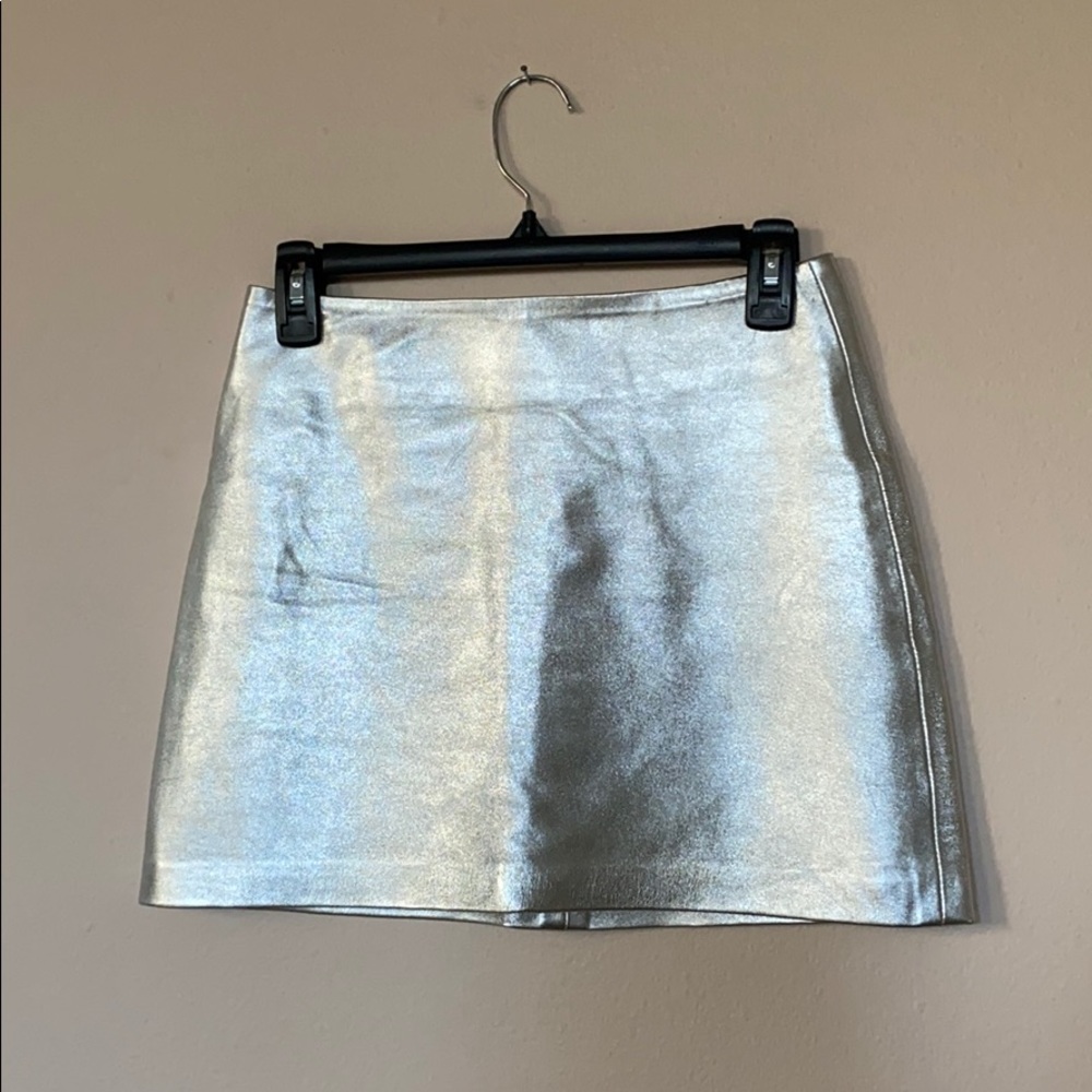 Silver Leather Reformation Skirt